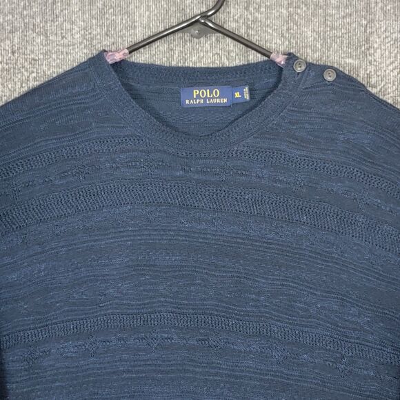 Vintage Polo Ralph Lauren Sweater Mens XL Blue Linen Blend Crewneck Shirt - Picture 3 of 14